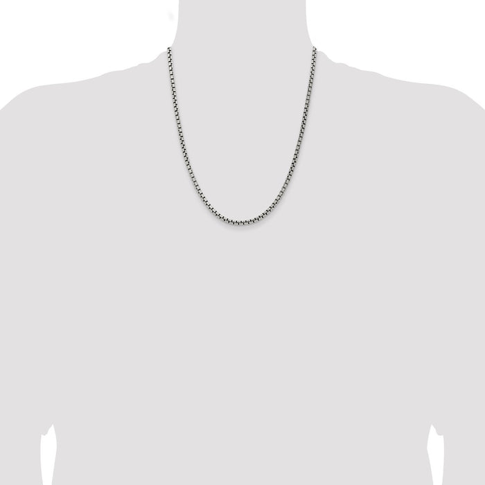 Buy Stylish Antiqued Sterling Silver 3.6mm Round Box Chain | Affordable Value-4