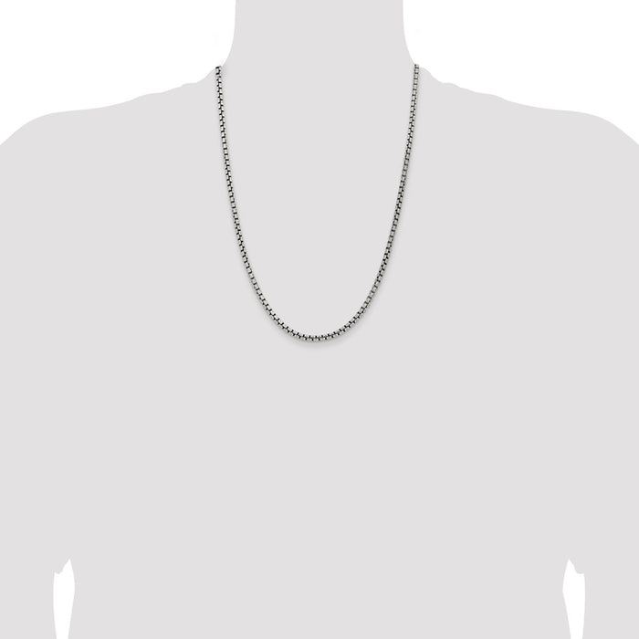 High-Quality Antiqued Sterling Silver 3.6mm Round Box Chain - Stylish Value!-4