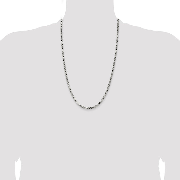 Buy Stylish Antiqued Sterling Silver 3.6mm Round Box Chain - Affordable Elegance-4