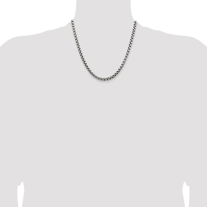 Buy Exclusive 5.2mm Antiqued Sterling Silver Round Box Chain - Stylish Value!-4