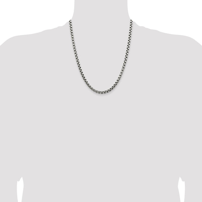 High-Quality Antiqued Sterling Silver 5.2mm Round Box Chain - Stylish Value!-4