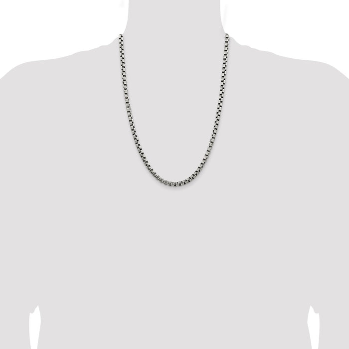 Buy Stylish Antiqued Sterling Silver 5.2mm Round Box Chain - Luxury Value!-4