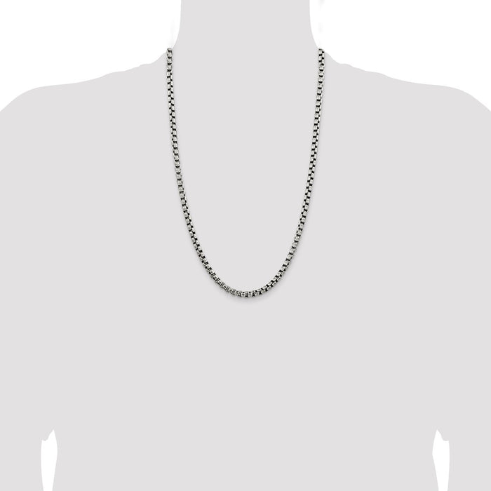 Buy Stylish Antiqued Sterling Silver 5.2mm Round Box Chain - Luxury Value!-4