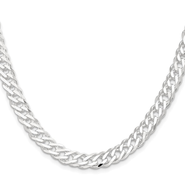 Buy Stylish 7.75mm Sterling Silver Double Curb Chain - 6-Sided Flat Links-2