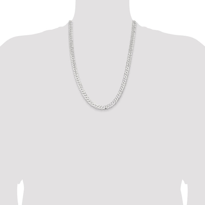 Order Stylish 7.75mm Sterling Silver Double Curb Chain - Flat Design-4