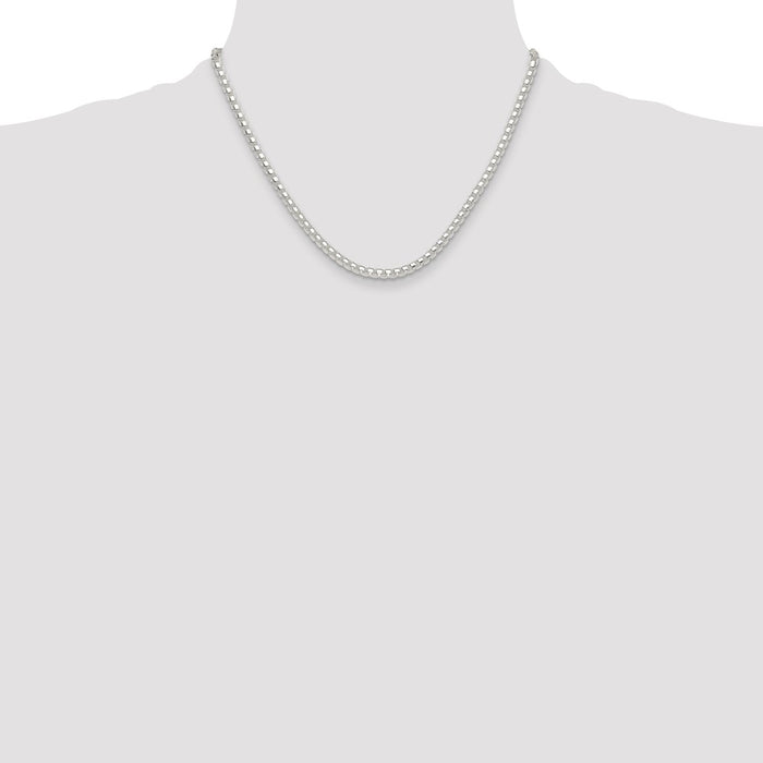 High-Quality 4mm Round Box Chain in Sterling Silver - Stylish & Affordable!-4