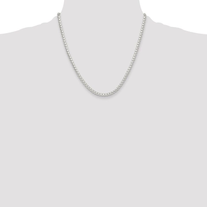 High-Quality 4mm Round Box Chain in Sterling Silver | Stylish and Affordable-4