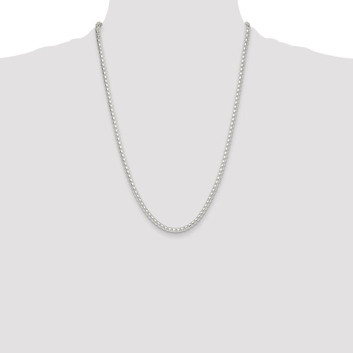 Buy Stylish 4mm Round Box Chain in Polished Sterling Silver - Affordable Price!-4