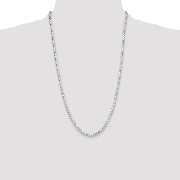 Buy Stylish 4mm Round Box Chain in Polished Sterling Silver - Affordable Luxury!-4