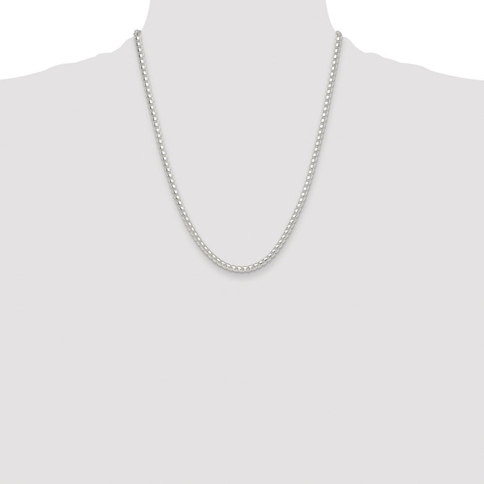 High-Quality 4mm Round Box Chain in Rhodium-Plated Sterling Silver - Stylish Value-4