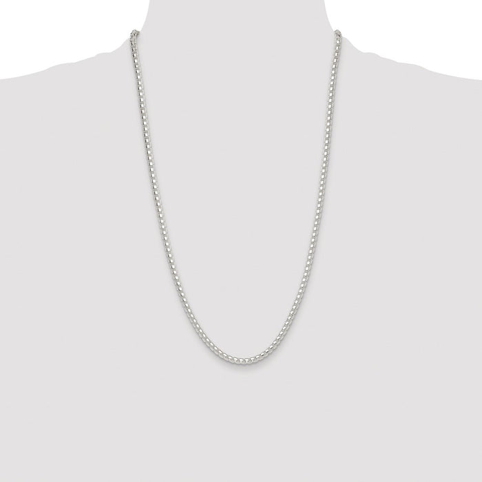 Buy Stylish 4mm Polished Round Box Chain in Rhodium-Plated Sterling Silver-4