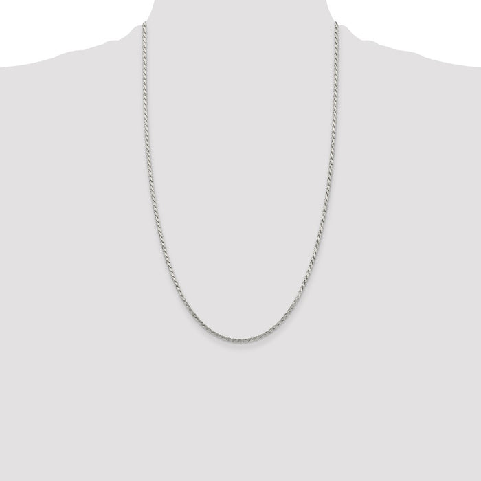 High-quality 2.25mm Sterling Silver Flat Rope Chain Necklace - Stylish Value!-4