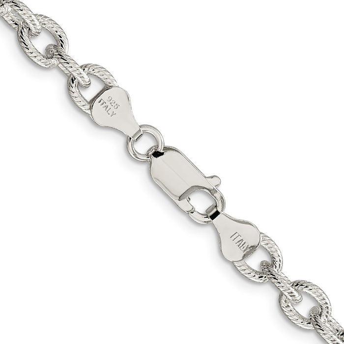 Buy Stylish 6.25mm Sterling Silver Elegant Patterned Rolo Chain - Affordable Luxury-3