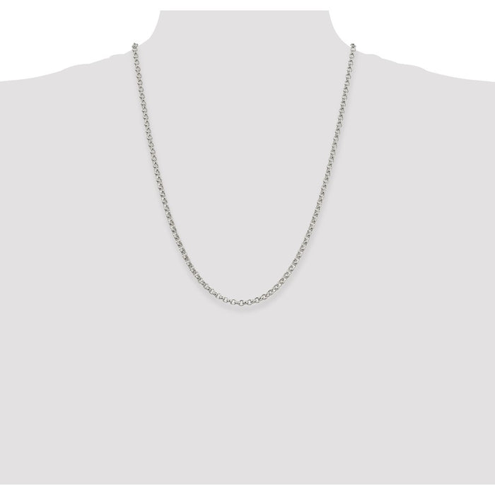 High-Quality 4mm Sterling Silver Rolo Chain - Stylish and Affordable Jewelry-4