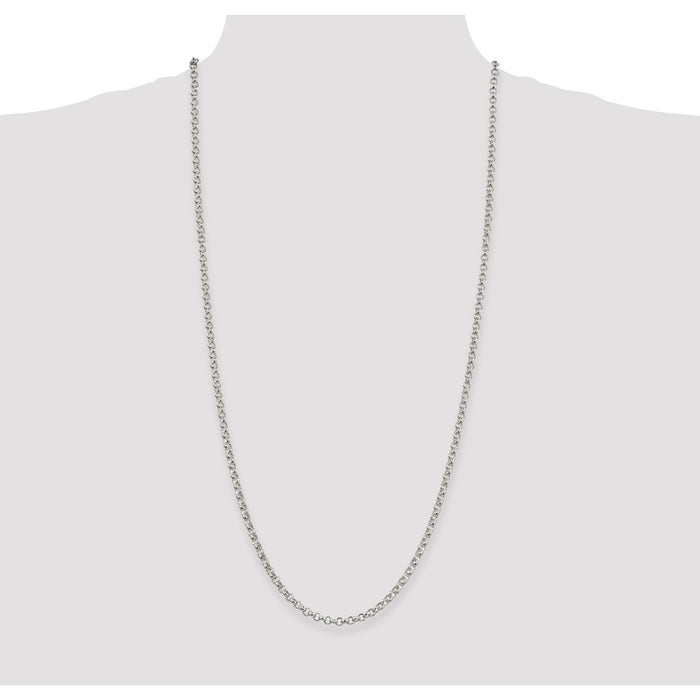 High-Quality 4mm Sterling Silver Rolo Chain - Stylish & Affordable Value!-4