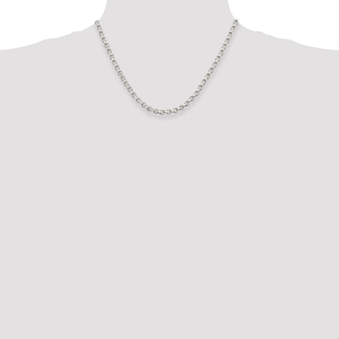Exclusive 4mm Diamond-Cut Rolo Chain in Sterling Silver - Stylish Value Option-4