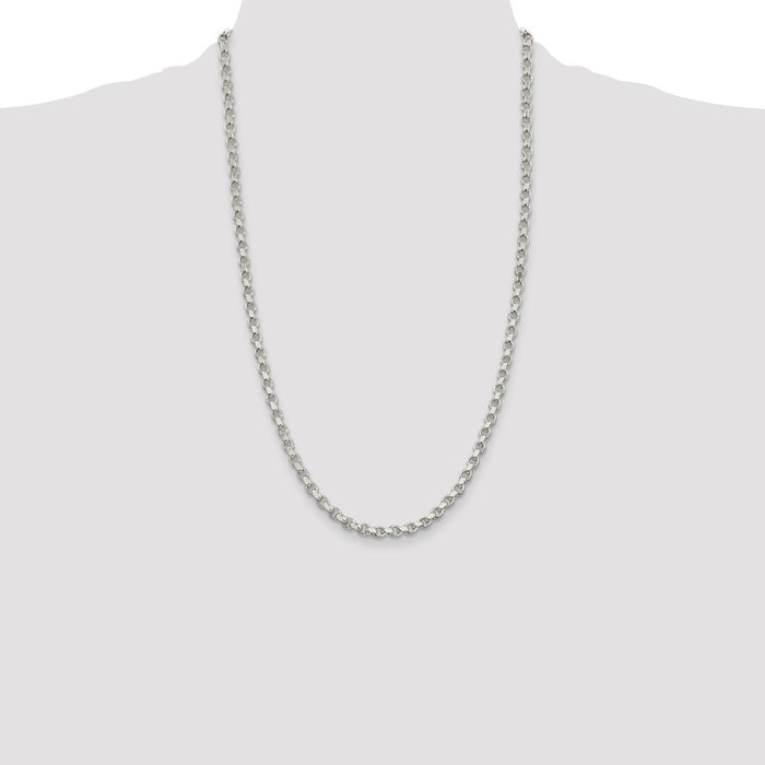 Buy Stylish 4mm Diamond-Cut Rolo Chain in Sterling Silver | Affordable Luxury-4
