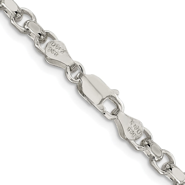 Buy Stylish Rhodium-Plated 4mm Diamond-Cut Rolo Chain in Sterling Silver-3