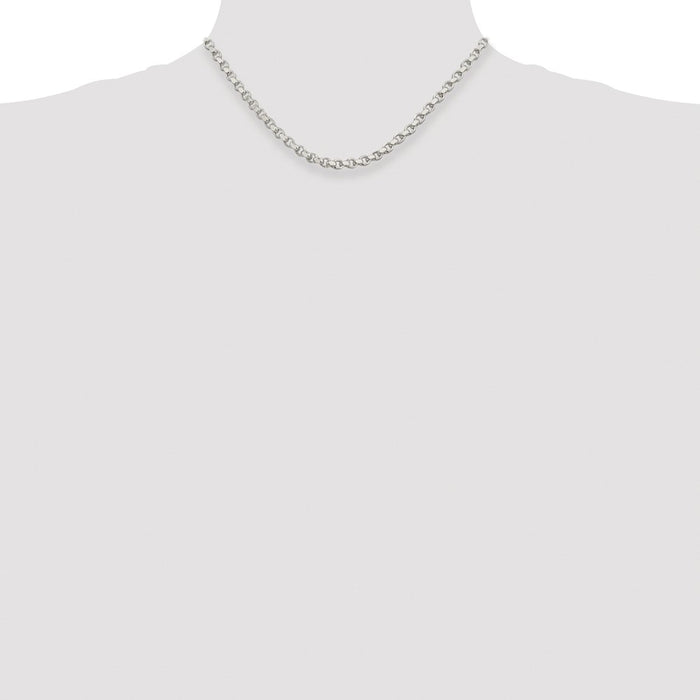 Buy Stylish Rhodium-Plated 4mm Diamond-Cut Rolo Chain | Affordable Sterling Silver-4