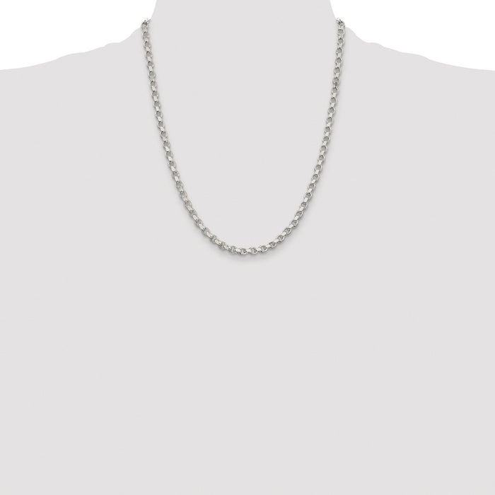 Exclusive Rhodium-Plated 4mm Diamond-Cut Rolo Chain in Sterling Silver - Stylish Value-4