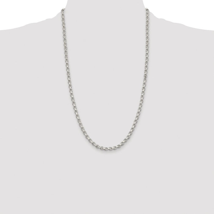 Buy Stylish Rhodium-Plated 4mm Diamond-Cut Rolo Chain in Sterling Silver-4