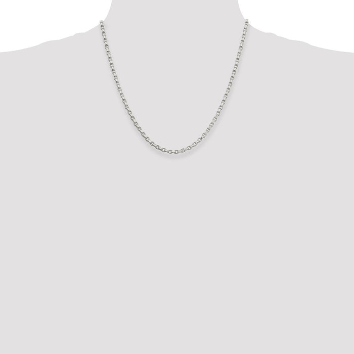 Buy Stylish 3.5mm Diamond-Cut Rolo Chain in Sterling Silver - Affordable Luxury!-4
