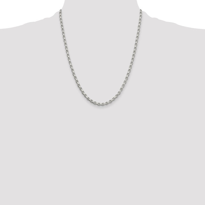Buy Stylish 3.5mm Diamond-Cut Rolo Chain in Sterling Silver - Affordable Luxury-4