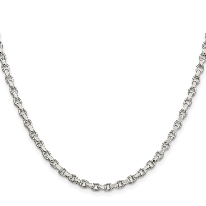 Buy Stylish Rhodium-Plated 3.5mm Diamond-Cut Rolo Chain in Sterling Silver-2