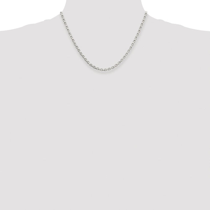High-Quality 3.5mm Rhodium-Plated Diamond-Cut Rolo Chain in Sterling Silver-4