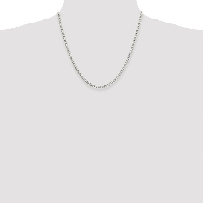 Buy Stylish Rhodium-Plated Sterling Silver 3.5mm Diamond-Cut Rolo Chain-4
