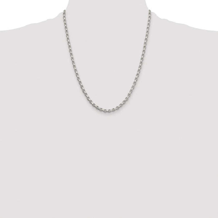 Buy Stylish Rhodium-Plated Sterling Silver 3.5mm Diamond-Cut Rolo Chain-4