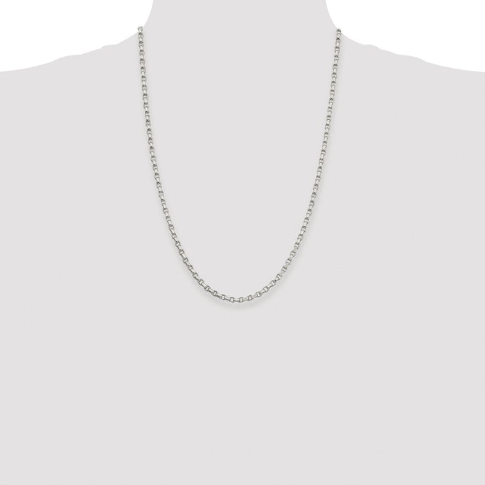 Buy Exclusive Rhodium-Plated Sterling Silver 3.5mm Diamond-Cut Rolo Chain-4