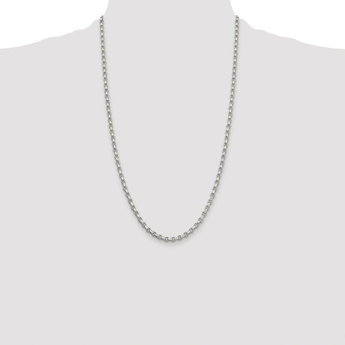 Buy Stylish Rhodium-Plated Sterling Silver 3.5mm Diamond-Cut Rolo Chain-4