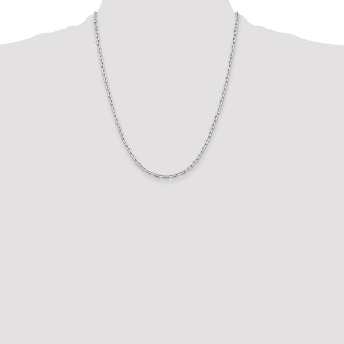 Buy Stylish 2.75mm Elongated Open Link Necklace Chain in Sterling Silver-4