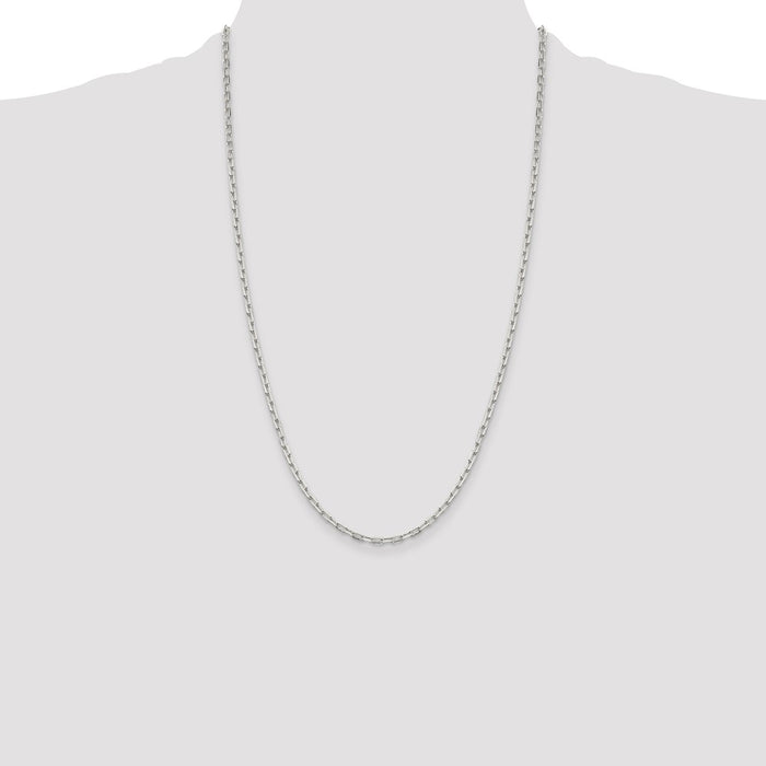 Buy Stylish 2.75mm Sterling Silver Elongated Open Link Necklace Chain-4