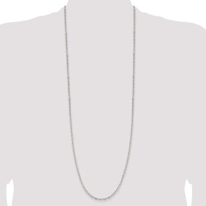 Buy Stylish 2.75mm Sterling Silver Elongated Open Link Necklace Chain-4