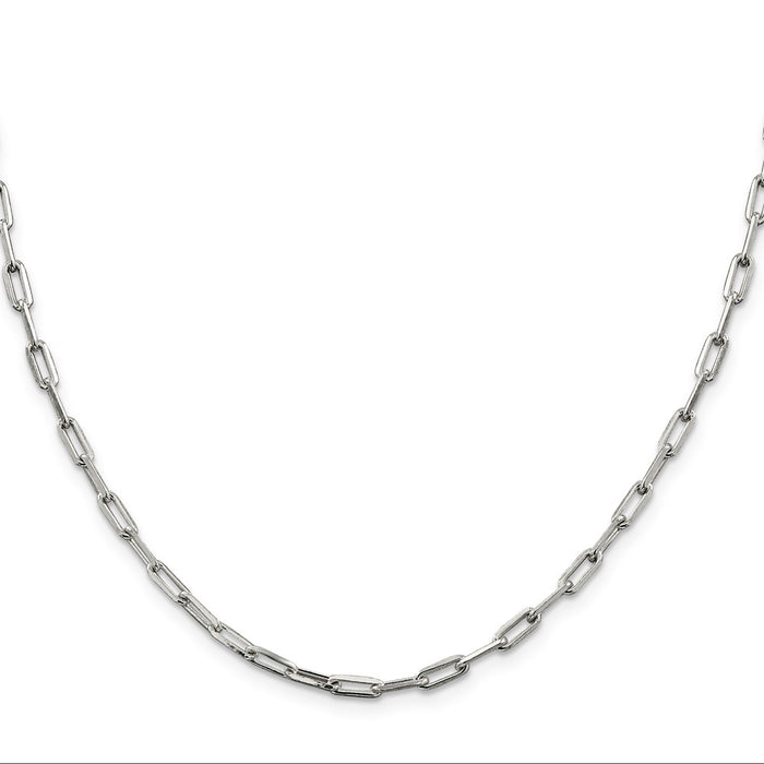 Buy Stylish 3.25mm Sterling Silver Elongated Open Link Necklace Chain-2