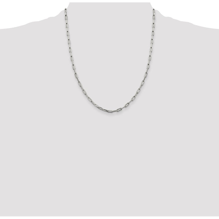 Exclusive 3.25mm Sterling Silver Elongated Open Link Necklace Chain-4