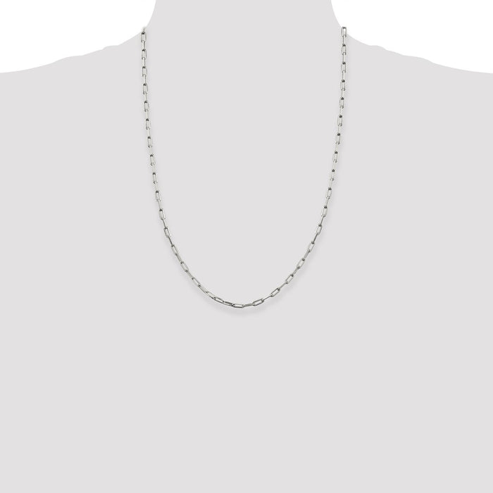Buy Stylish Sterling Silver 3.25mm Elongated Open Link Necklace Chain-4