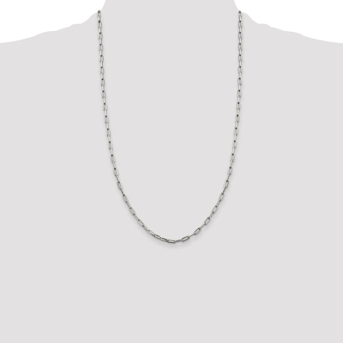 Buy Stylish 3.25mm Sterling Silver Elongated Open Link Necklace Chain-4