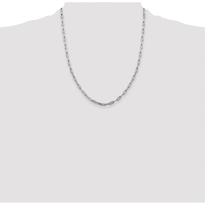 Buy Stylish Rhodium-Plated Sterling Silver 3.25mm Elongated Chain - Luxury Value!-4