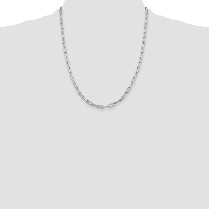 Buy Stylish 4.25mm Sterling Silver Elongated Open Link Necklace Chain-4