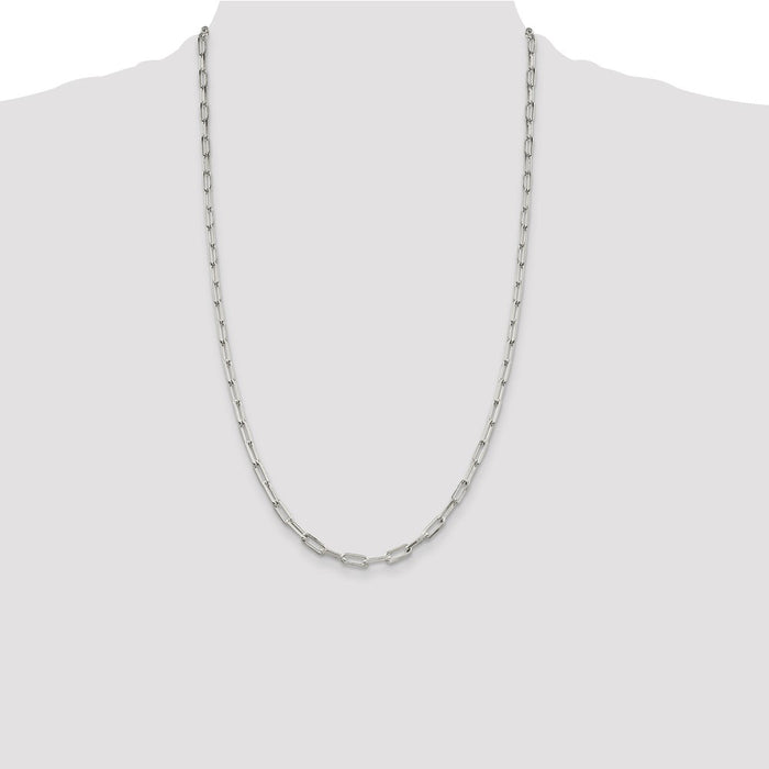 Buy Stylish 4.25mm Elongated Open Link Necklace in High-Quality Sterling Silver-4