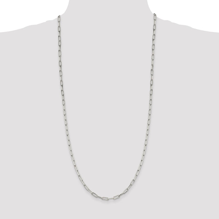 High-Quality 4.25mm Sterling Silver Elongated Open Link Necklace Chain - Stylish Value-4