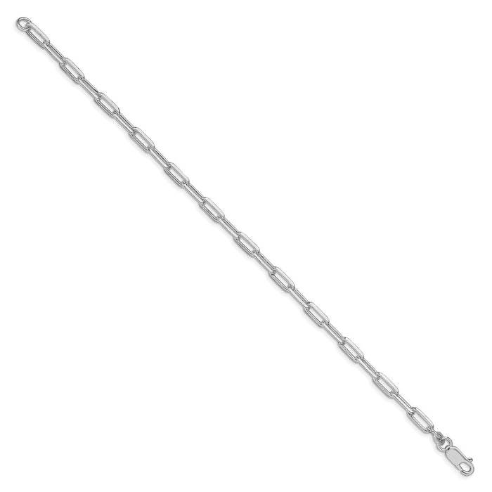 Buy Stylish 4.25mm Rhodium-Plated Sterling Silver Elongated Link Chain-2