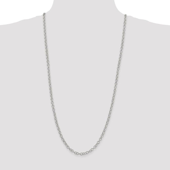 Buy Stylish 4.55mm Sterling Silver Elegant Patterned Rolo Chain - Luxury Value-4
