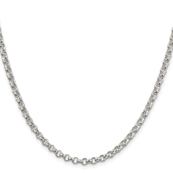 Buy Stylish 4mm Rhodium-Plated Sterling Silver Rolo Chain - Luxury Value!-2