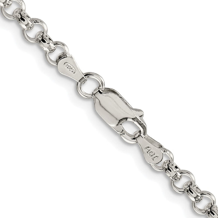 Buy Stylish 4mm Rhodium-Plated Sterling Silver Rolo Chain - Affordable Elegance-3