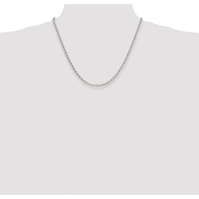 Buy Stylish 4mm Rhodium-Plated Sterling Silver Rolo Chain - Affordable Luxury!-4
