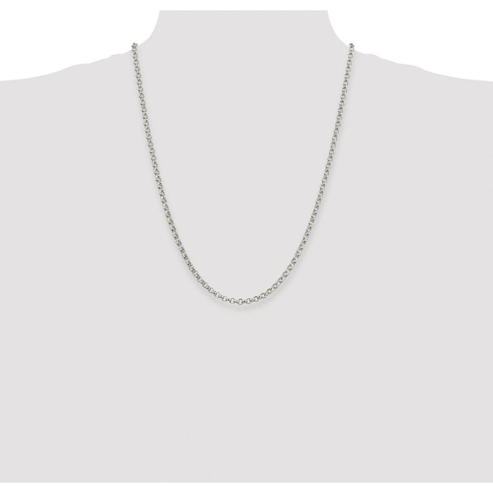 Buy Stylish 4mm Rhodium-Plated Sterling Silver Rolo Chain - Affordable Luxury-4